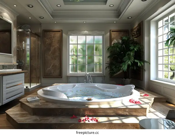 Luxury Elegant Bathroom with Jacuzzi