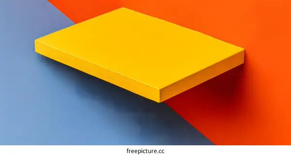Yellow Shelf on Blue and Orange Background
