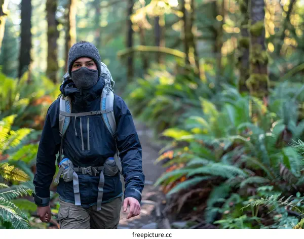 Man hiking in the forest