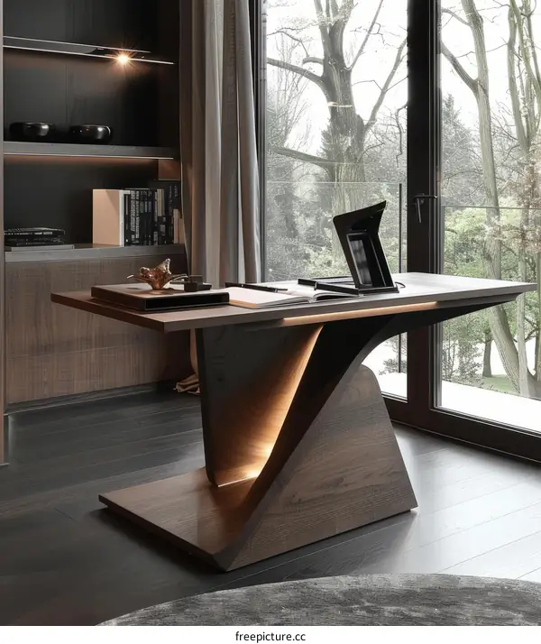 Modern Minimalist Wooden Office Desk with Unique Design