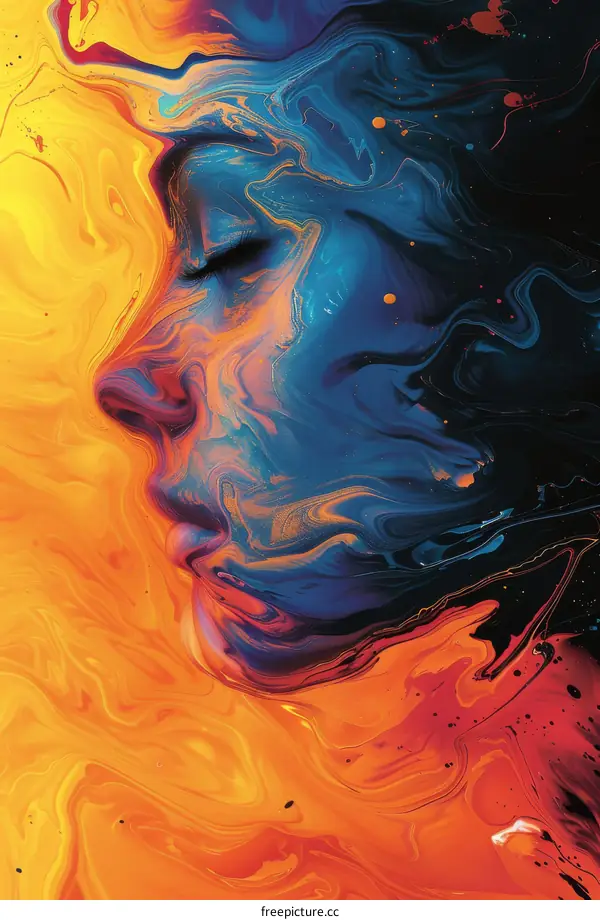 Colorful abstract portrait of a woman