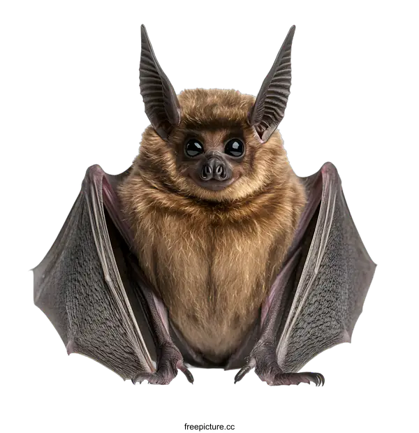 [Transparent Background PNG]Brown Bat With Furry Body And Large Ears