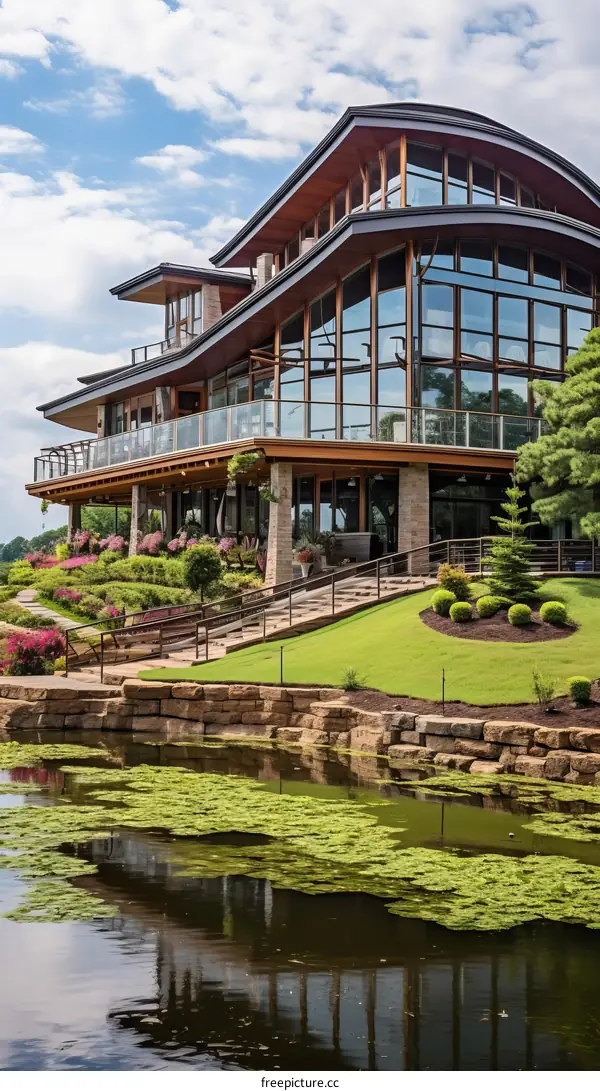 A Stunning Modern House With Glass Windows Overlooking a Lake