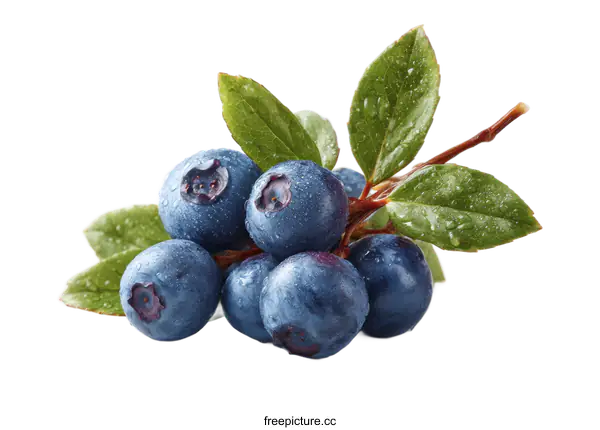 [Transparent Background PNG]Fresh Blueberries with Dewdrops