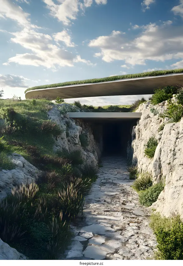 Modern Architecture Green Roof Tunnel Entrance Design