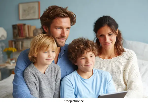 Happy Family Watching Tablet Together