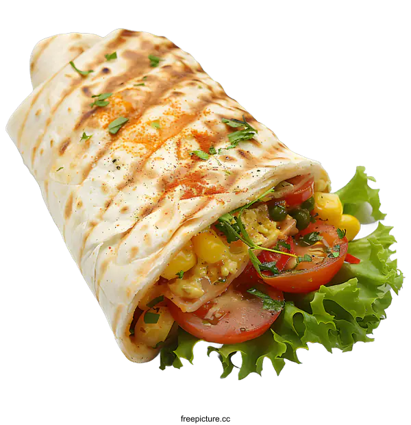 [Transparent Background PNG]Delicious vegetarian wrap with fresh vegetables
