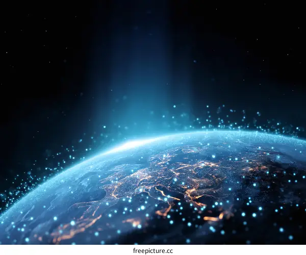 Global Network of Light: Digital Earth Illustration