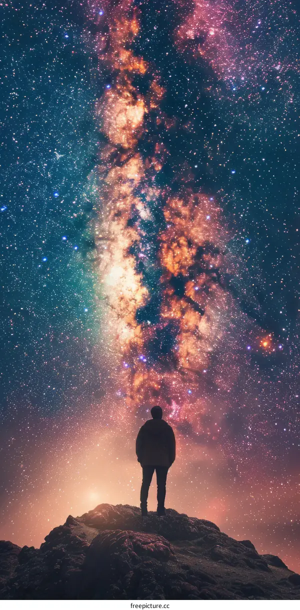 Man in Awe of the Night Sky