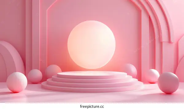 Pink Geometric Platform Scene Design