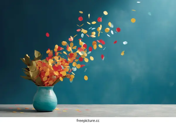 Colorful Confetti Explosion in Vase