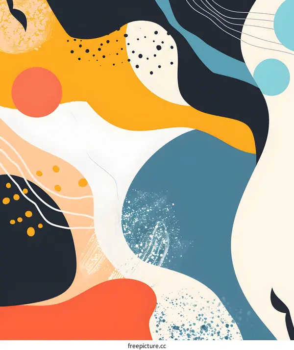 Abstract Shapes in Yellow Blue Red White and Black Colors