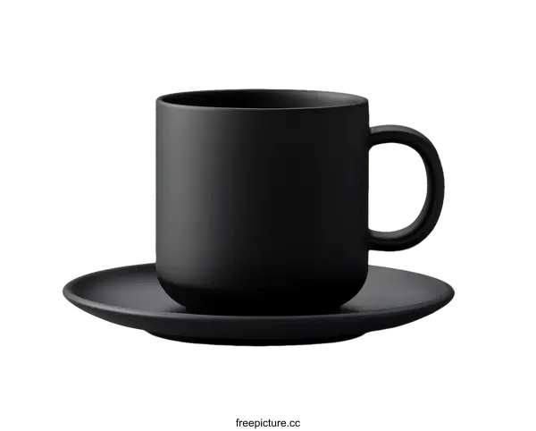 [Transparent Background PNG]Stylish Black Coffee Cup and Saucer Set