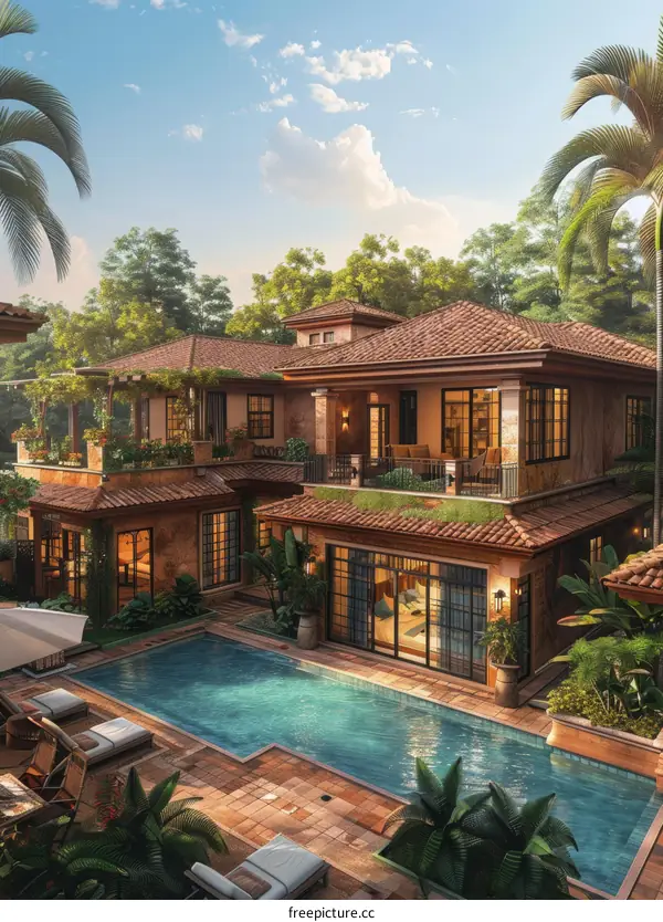 The Luxury Villa Surrounded by Palm Trees