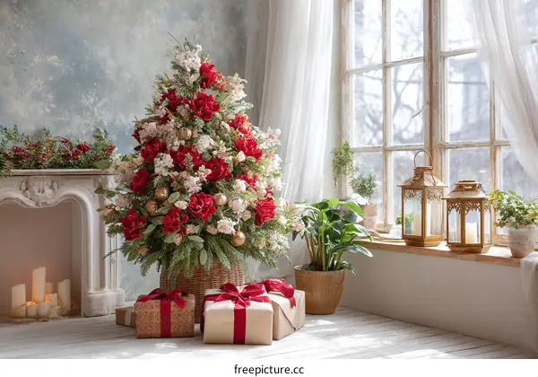 Christmas Decor Interior Design with Artificial Tree