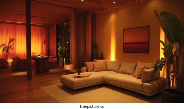 Warm-toned Interior Living Area with Modern Design