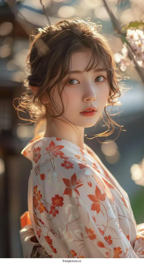 Asian Woman in Traditional Japanese Dress
