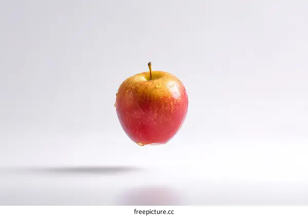 Fresh Red Apple with Water Droplets