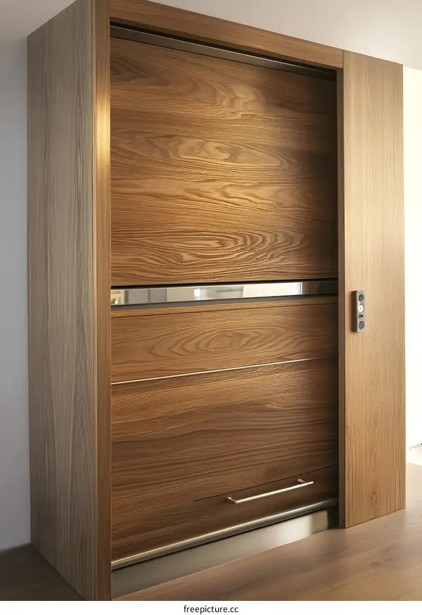 Wooden Door With Metal Handle