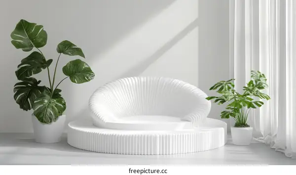 Modern Minimalist White Interior Design Illustration