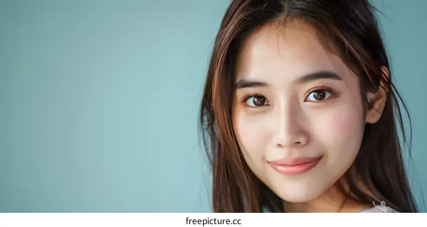 Close Up Portrait Of Young Asian Woman Smiling