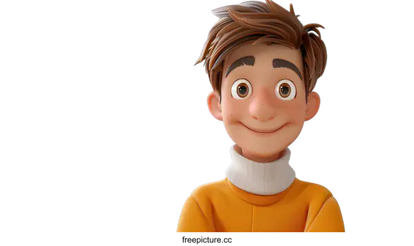 [Transparent Background PNG]3D rendering of a happy young boy