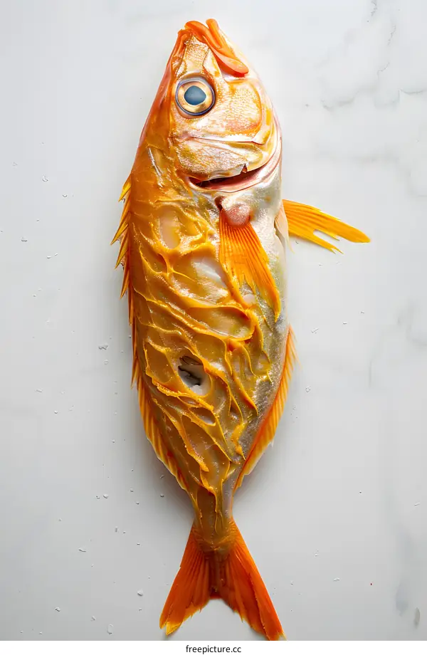 A golden fish with a human eye