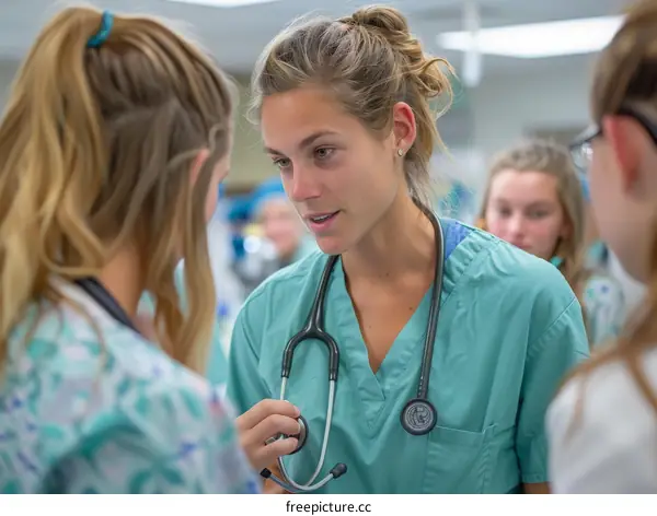 Medical students discussing a patient's case