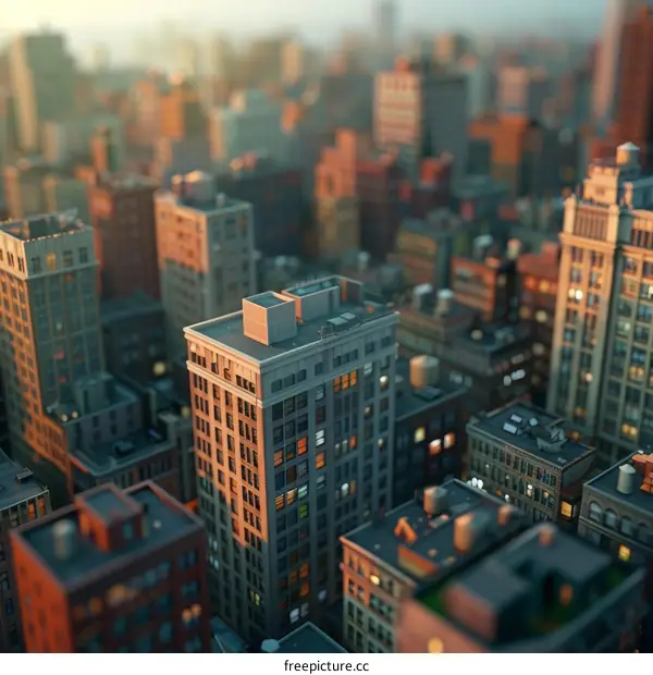 Miniature City with High-Rise Buildings