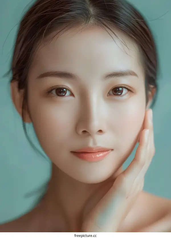 Portrait of a Beautiful Young Woman with Brown Eyes