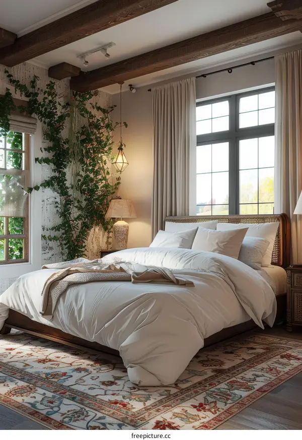 Elegant Bedroom with Luxurious Rug