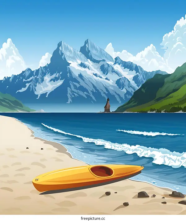 Kayaking in the Mountain Lake with Beautiful Scenery