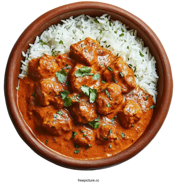 [Transparent Background PNG]Delicious Chicken Tikka Masala with Rice