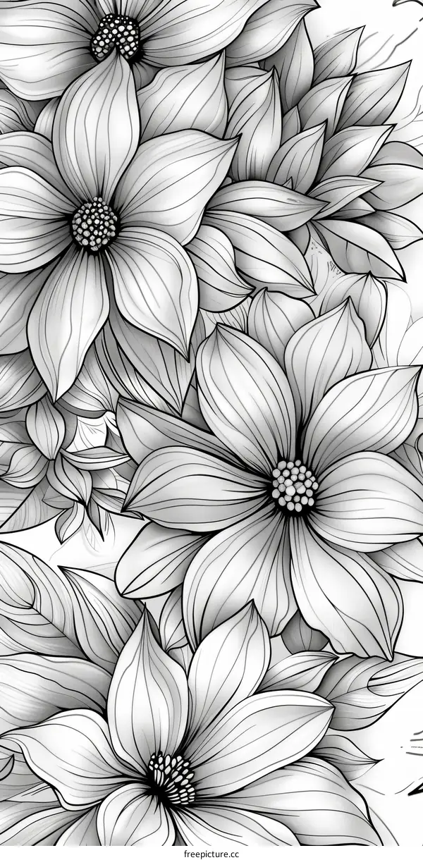 Black and white floral illustration