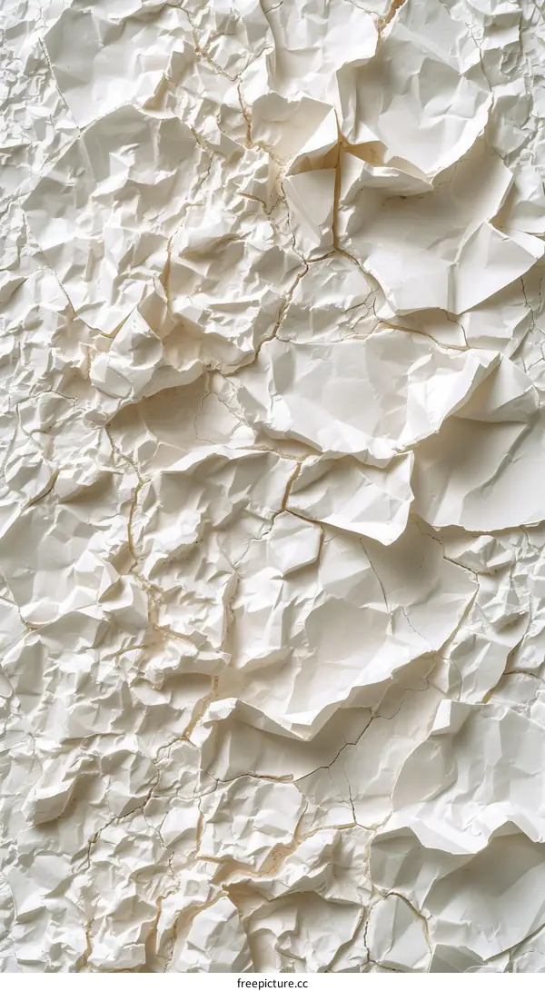 Close-up of a crumpled white paper texture