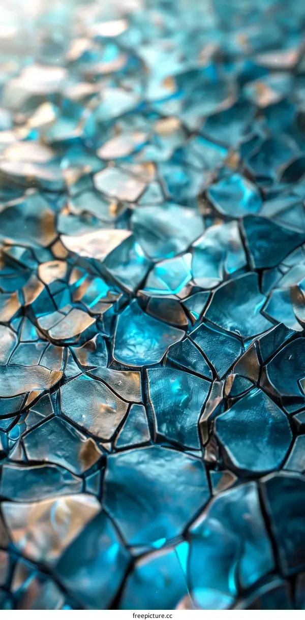 Blue and gold cracked glass texture