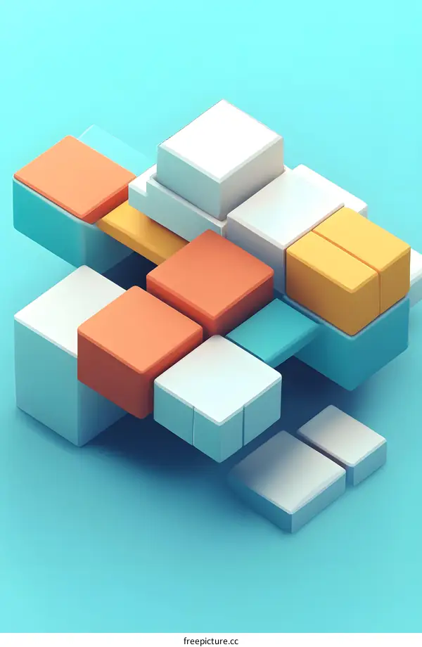 Abstract Geometric Shapes with Colorful Blocks