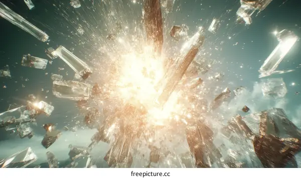 Explosive Shattered Glass Burst Illustration