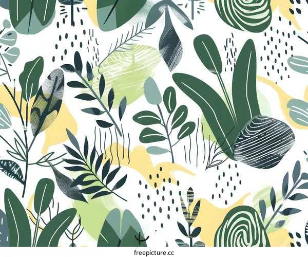 Green Abstract Leaves Pattern Seamless Background