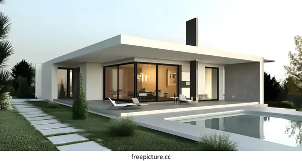 Modern House with Pool and Patio