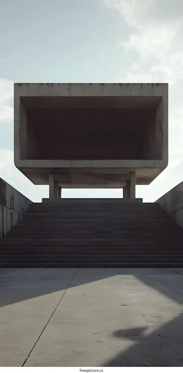 Abstract Minimalist Architecture With Concrete Stairs