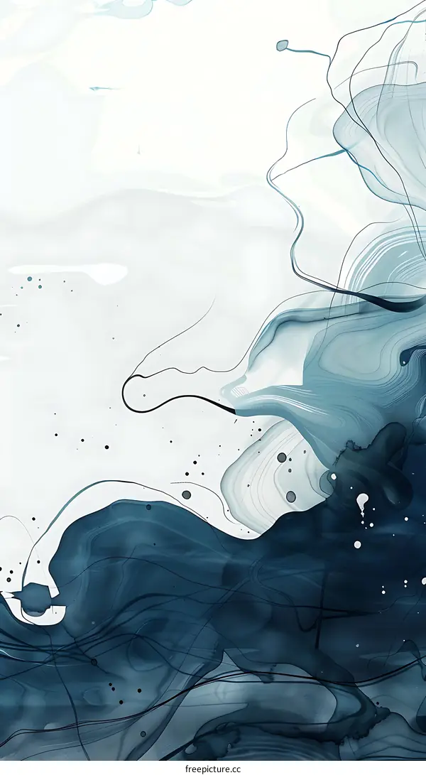 Abstract Blue and White Watercolor Painting