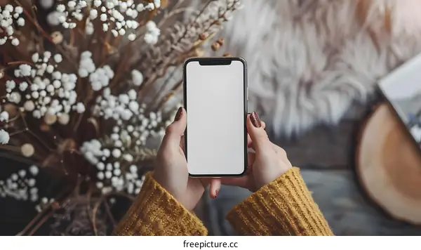 Woman Holding a Smartphone With Blank Screen