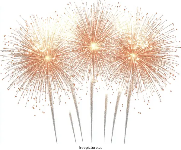 Beautiful Fireworks Display on White Background
