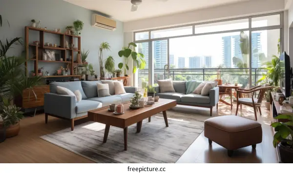 Bright and Airy Living Room with Expansive Balcony