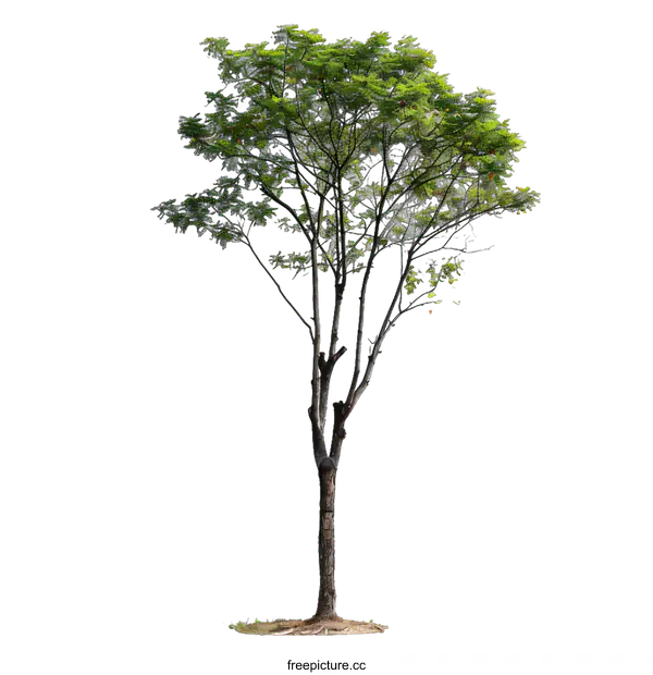 [Transparent Background PNG]Isolated Tree with Green Leaves on White Background