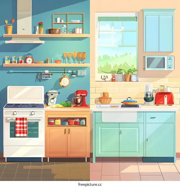 Modern Kitchen Interior Design With Appliances and Cabinets