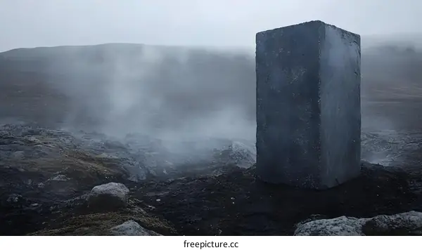 Mysterious Stone Structure In Foggy Landscape