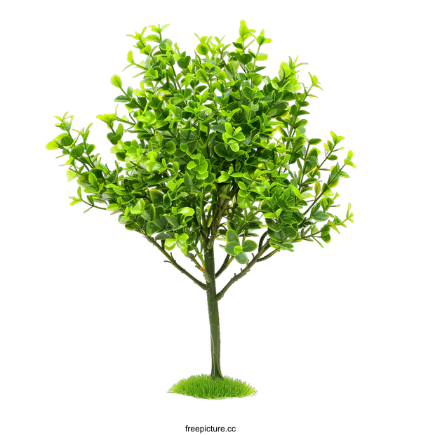 [Transparent Background PNG]Green Plant Tree With Grass Base Isolated On White Background