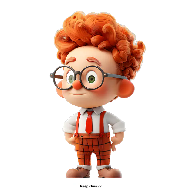 [Transparent Background PNG]Cute Cartoon Boy with Glasses